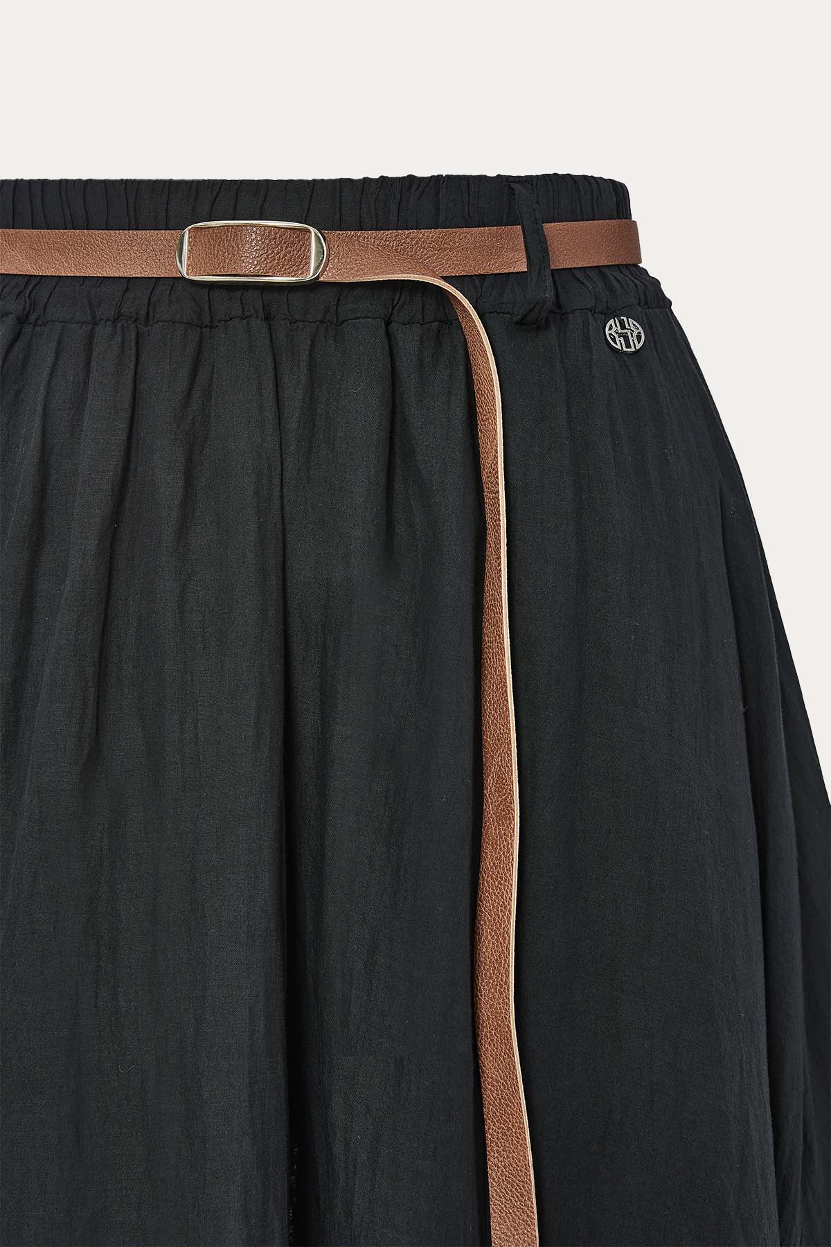 Bsb Regular Fit Beli Lastikli Kemerli Maxi Etek