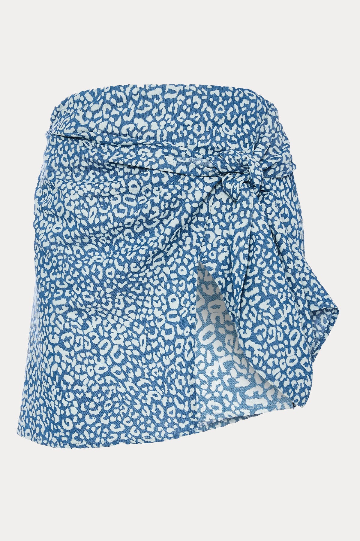 Bsb Belden Bağlamalı Desenli Mini Etek