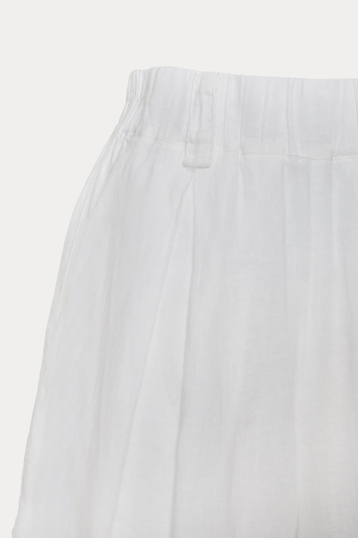 Bsb Geniş Kesim Yüksek Bel Beli Lastikli Keten Şort