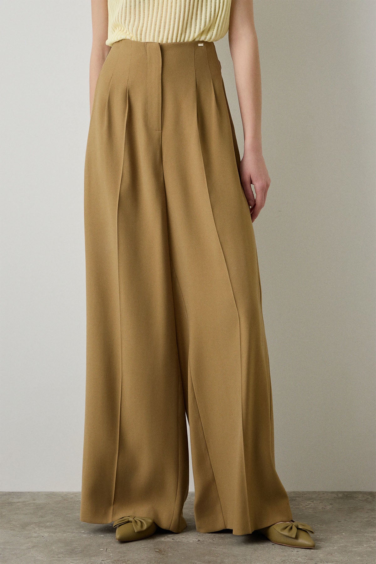 Bsb Geniş Kesim Yüksek Bel Çift Pileli Pantolon