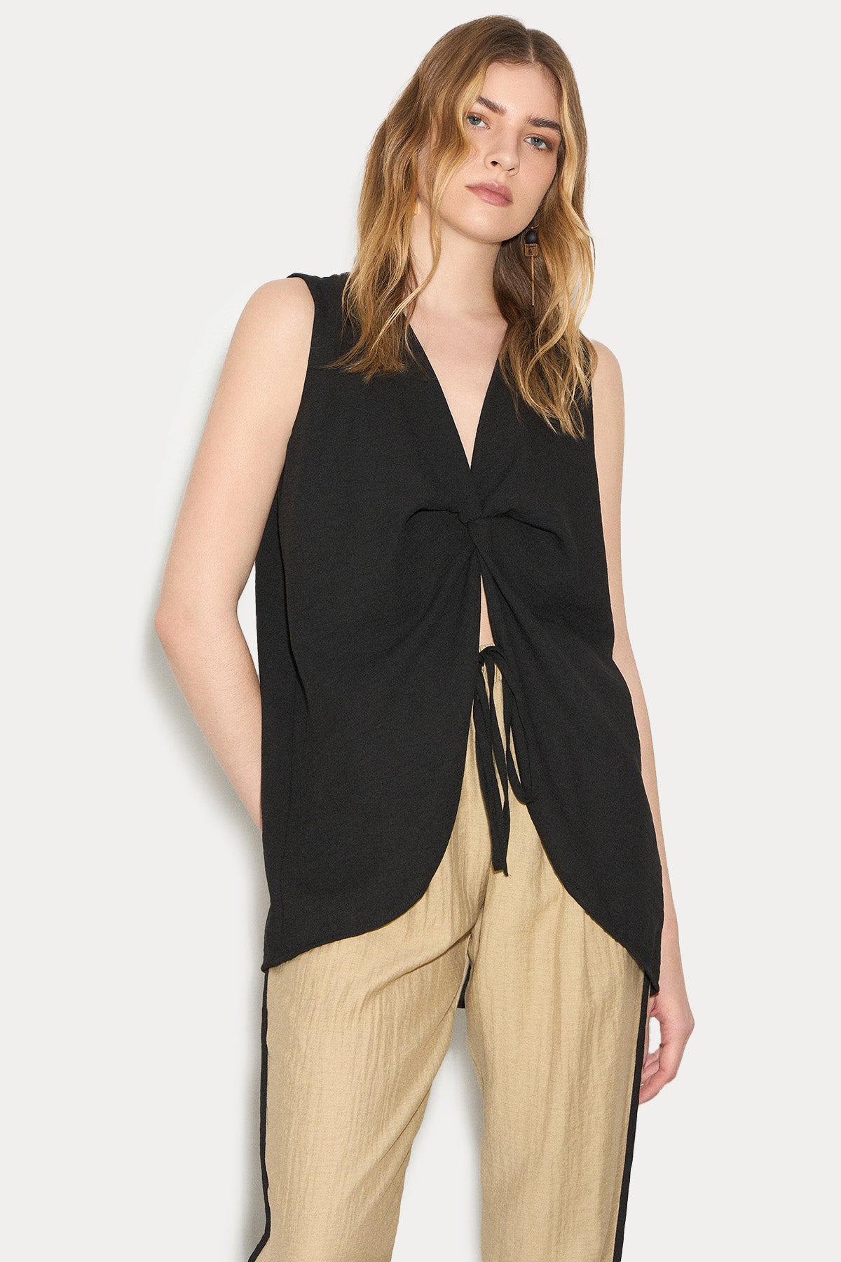 Bsb Relaxed Fit Büzgülü V Yaka Bluz