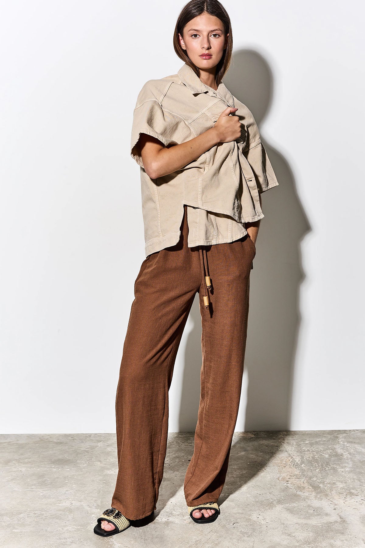 Bsb Relaxed Fit Beli Lastikli Yandan Cepli Pantolon