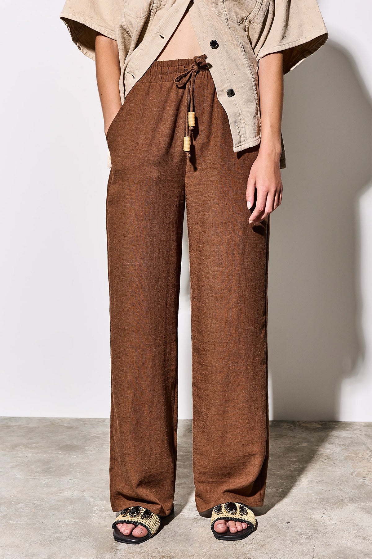 Bsb Relaxed Fit Beli Lastikli Yandan Cepli Pantolon