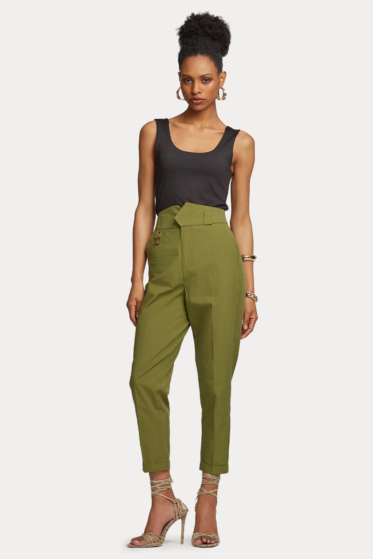 Lynne Straight Fit Yüksek Bel Crop Pantolon