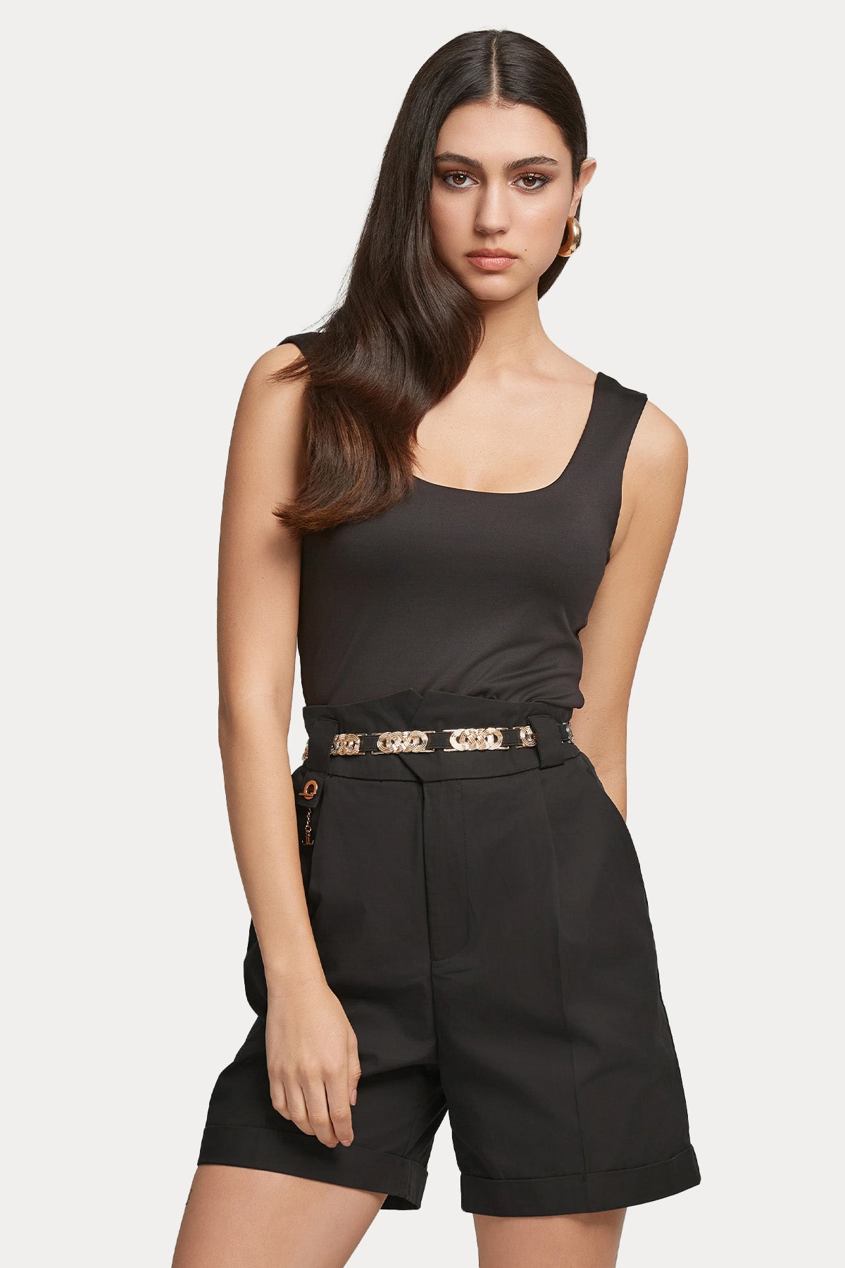 Lynne Straight Fit Yüksek Bel Yandan Cepli Şort