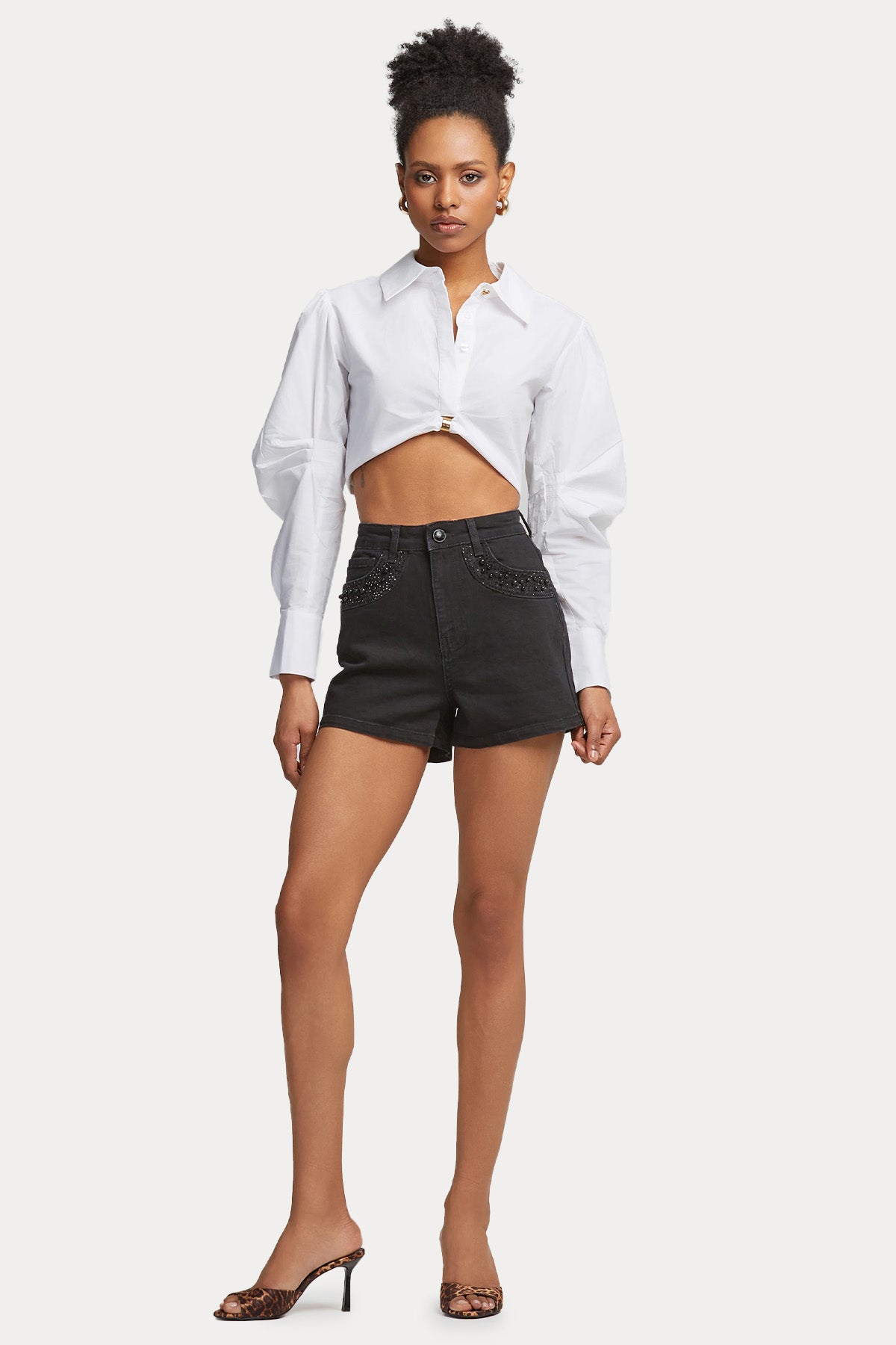 Lynne Slim Fit Yüksek Bel Denim Şort