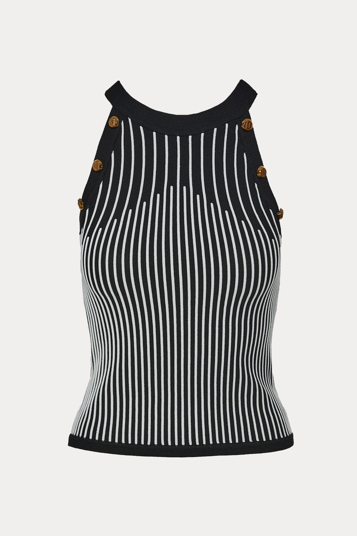 Lynne Regular Fit İnce Örgü Çizgili Bluz-Bluz-Libas