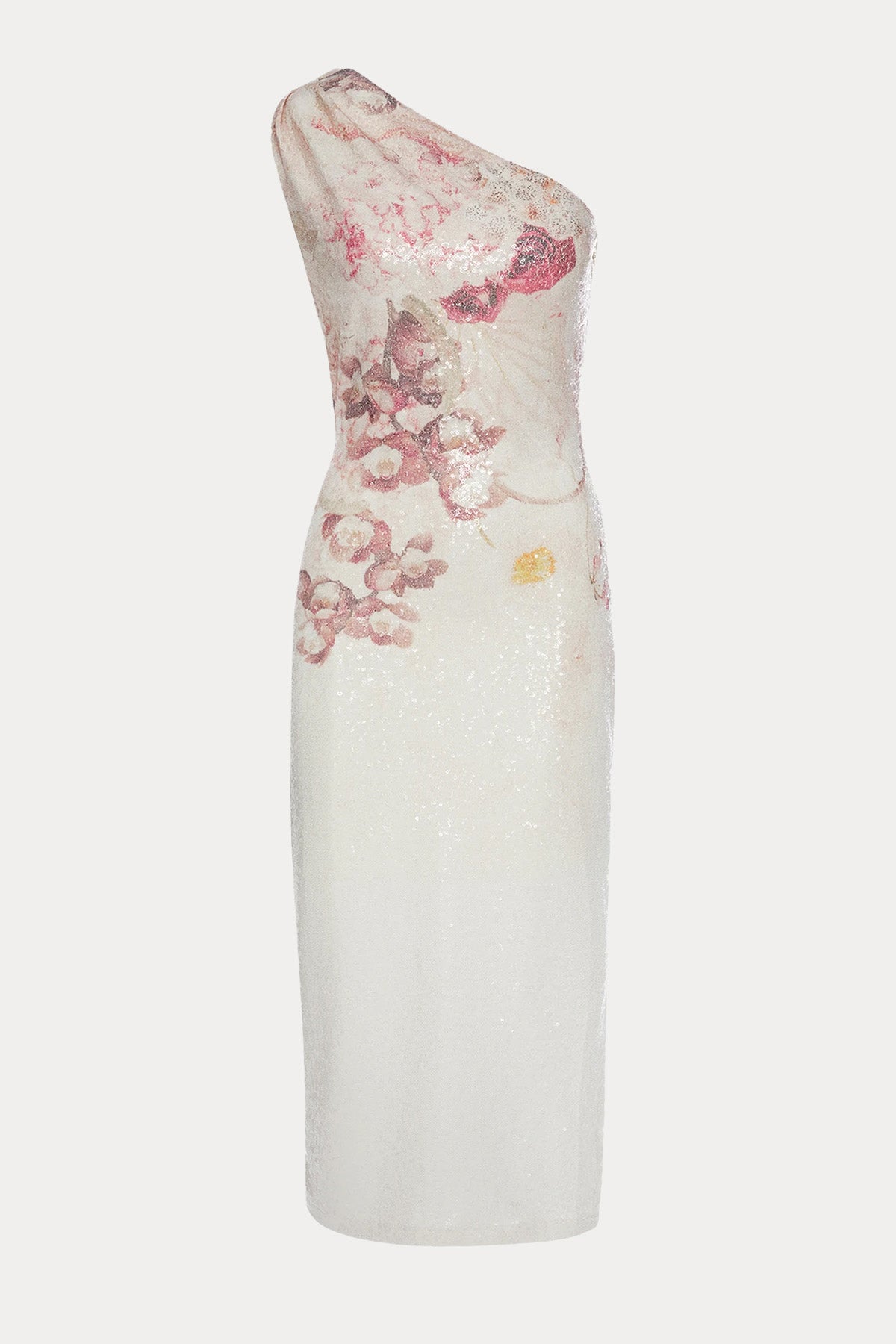 Lynne Tek Omuz Payetli Midi Abiye Elbise