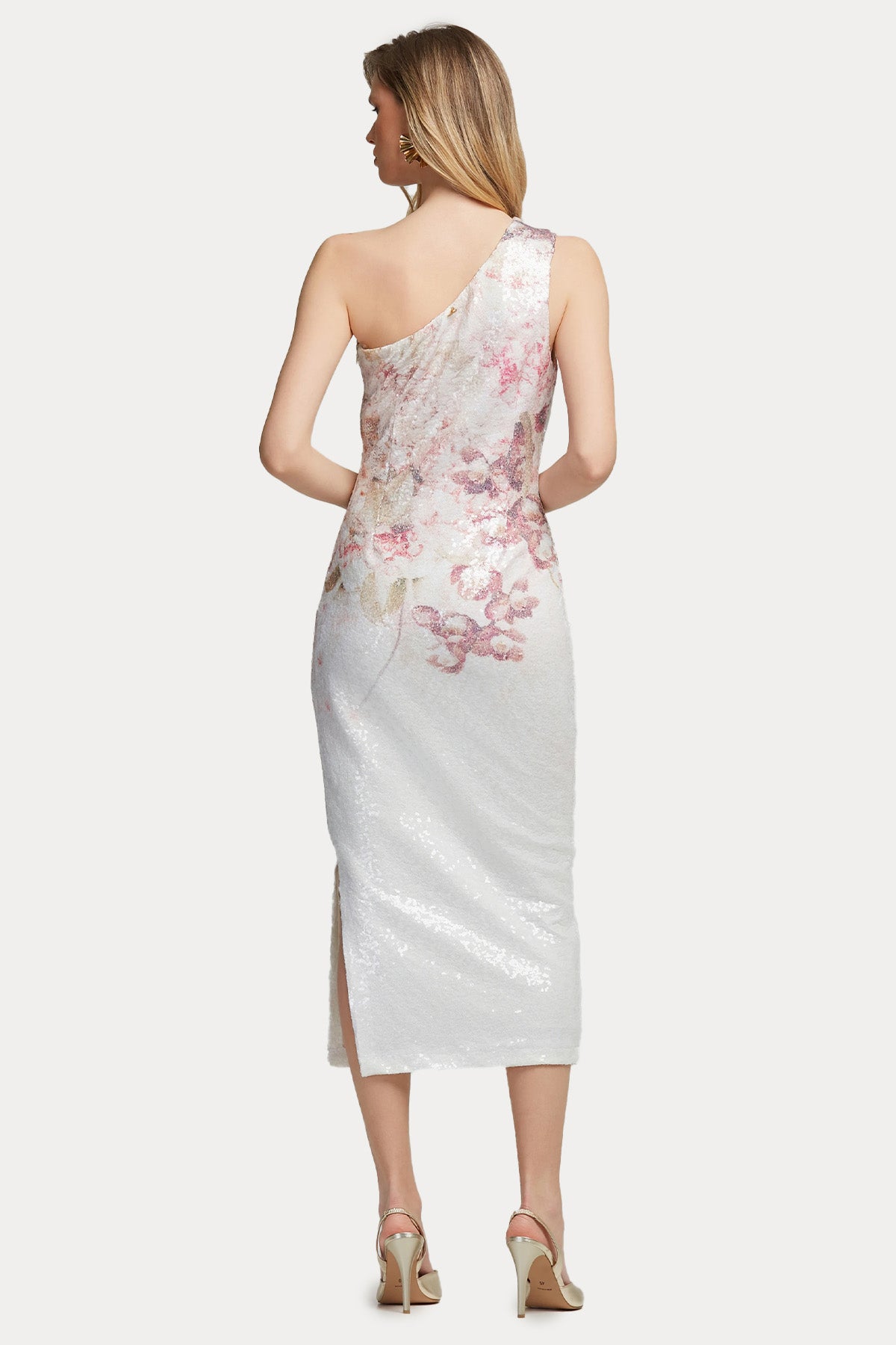 Lynne Tek Omuz Payetli Midi Abiye Elbise