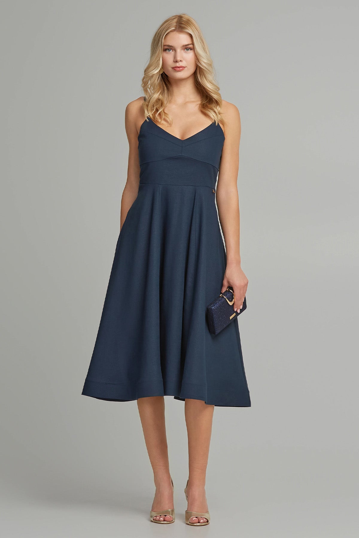 Lynne Askılı Midi Elbise