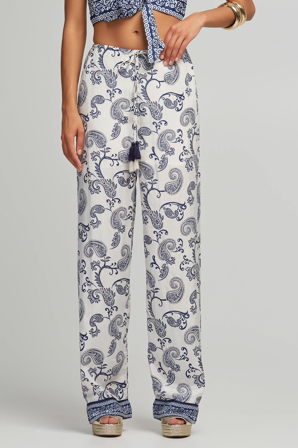 Lynne Relaxed Fit Etnik Desenli Bluz Pantolon Set