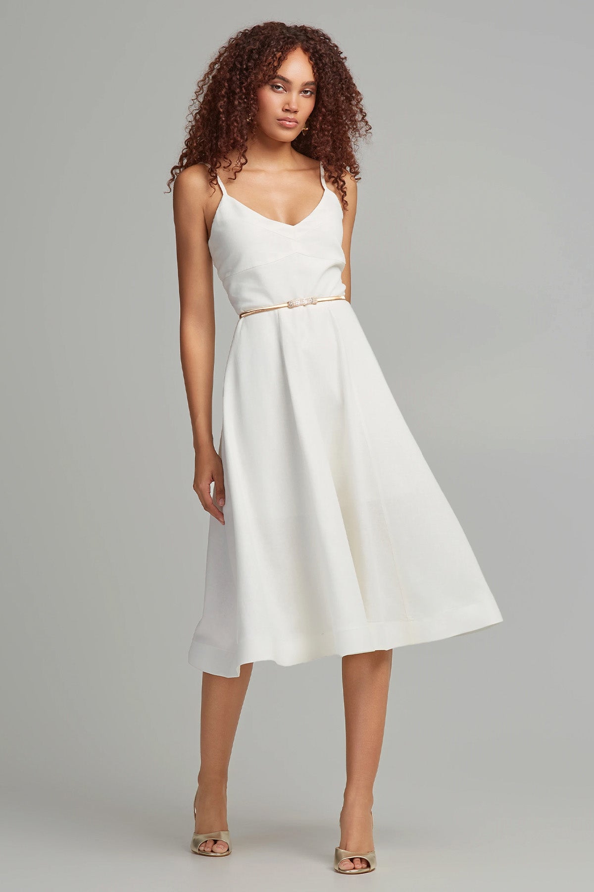 Lynne Askılı Midi Elbise