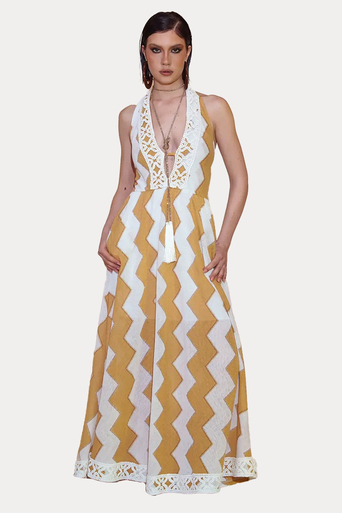 Pho Firenze Boyundan Bağlamalı Maxi Elbise