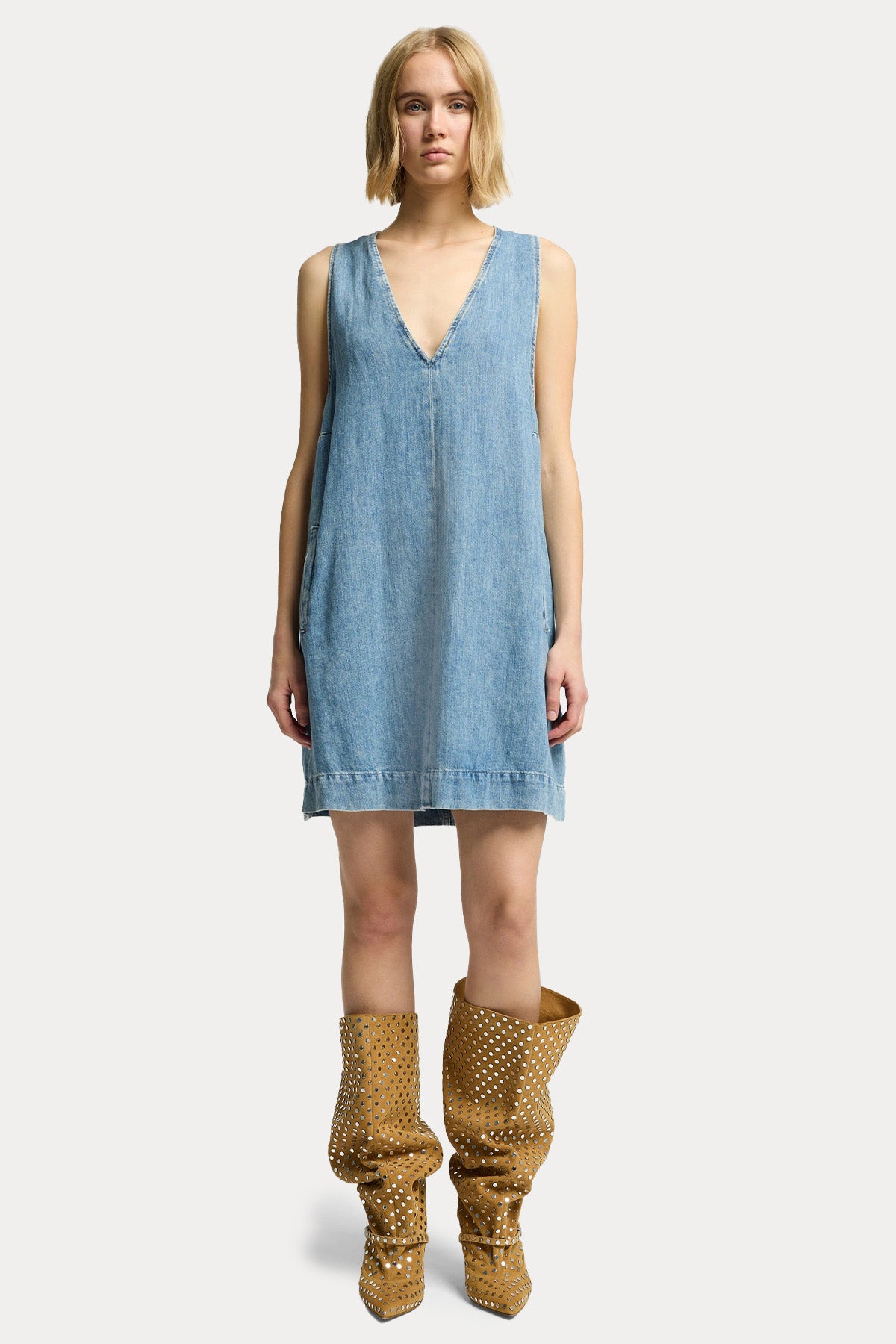 7 For All Mankind Relaxed Fit Denim Mini Elbise