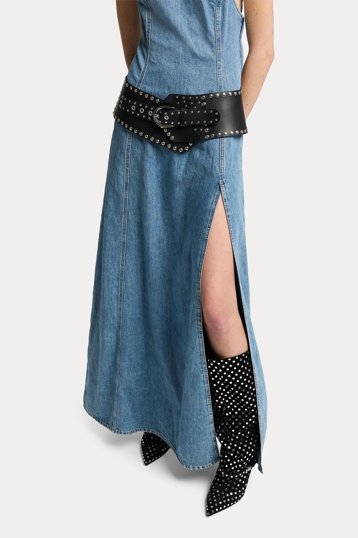 7 For All Mankind Relaxed Fit Askılı Denim Maxi Elbise