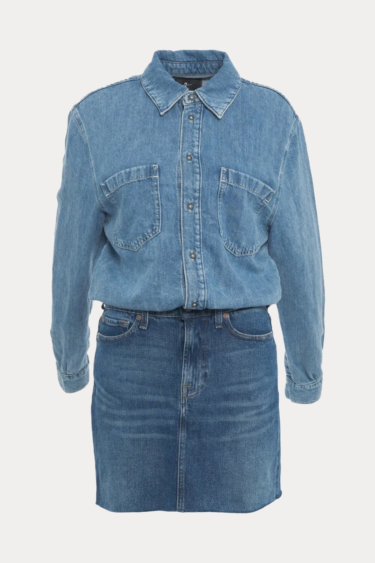 7 For All Mankind Relaxed Fit Denim Mini Elbise