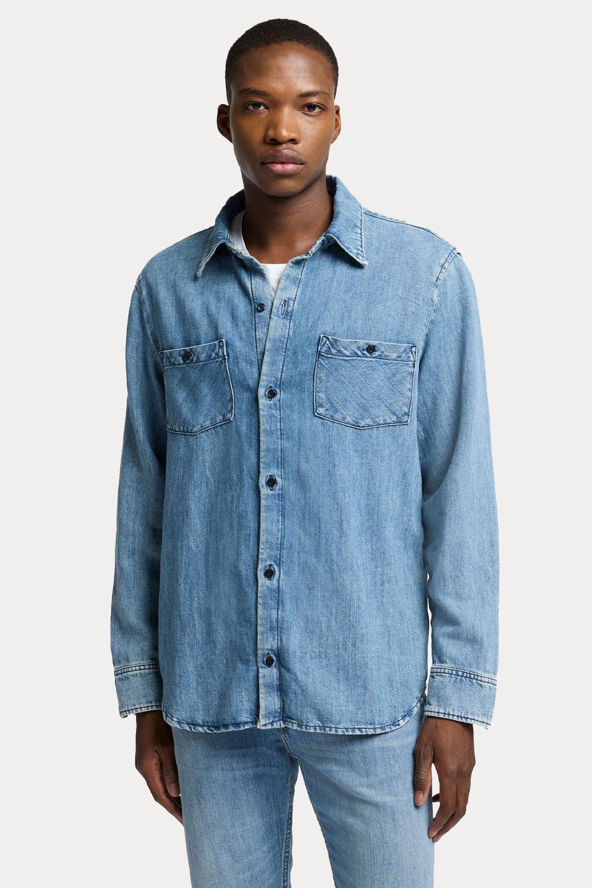 7 For All Mankind Relaxed Fit Denim Keten Gömlek