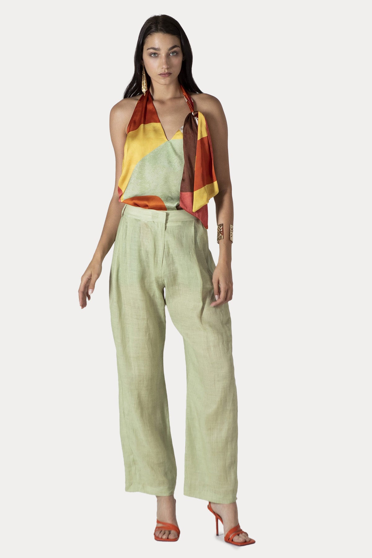 Hanita Relaxed Fit Çift Pileli Yandan Cepli Pantolon