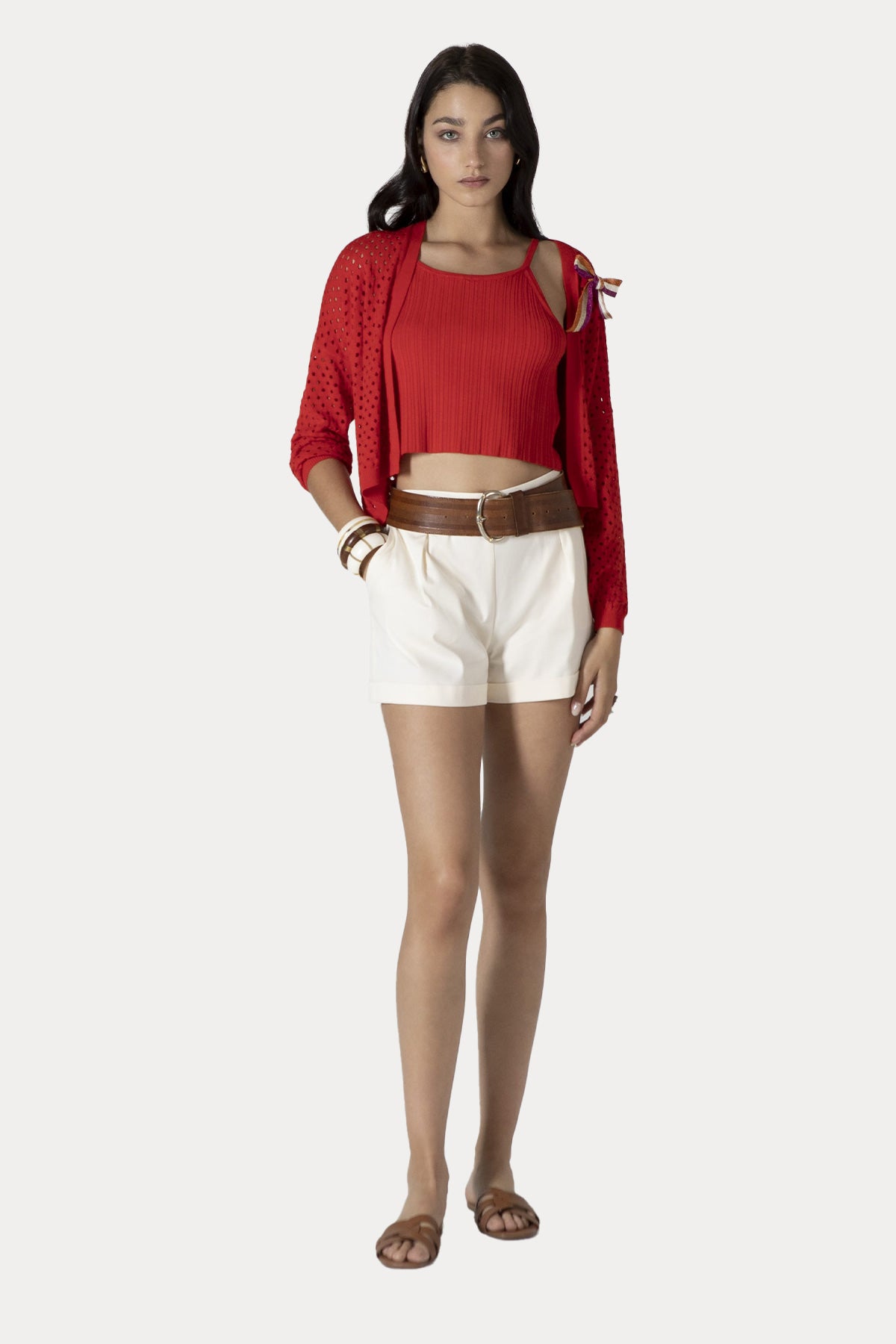 Hanita Yandan Cepli Tek Pile Duble Paça Şort