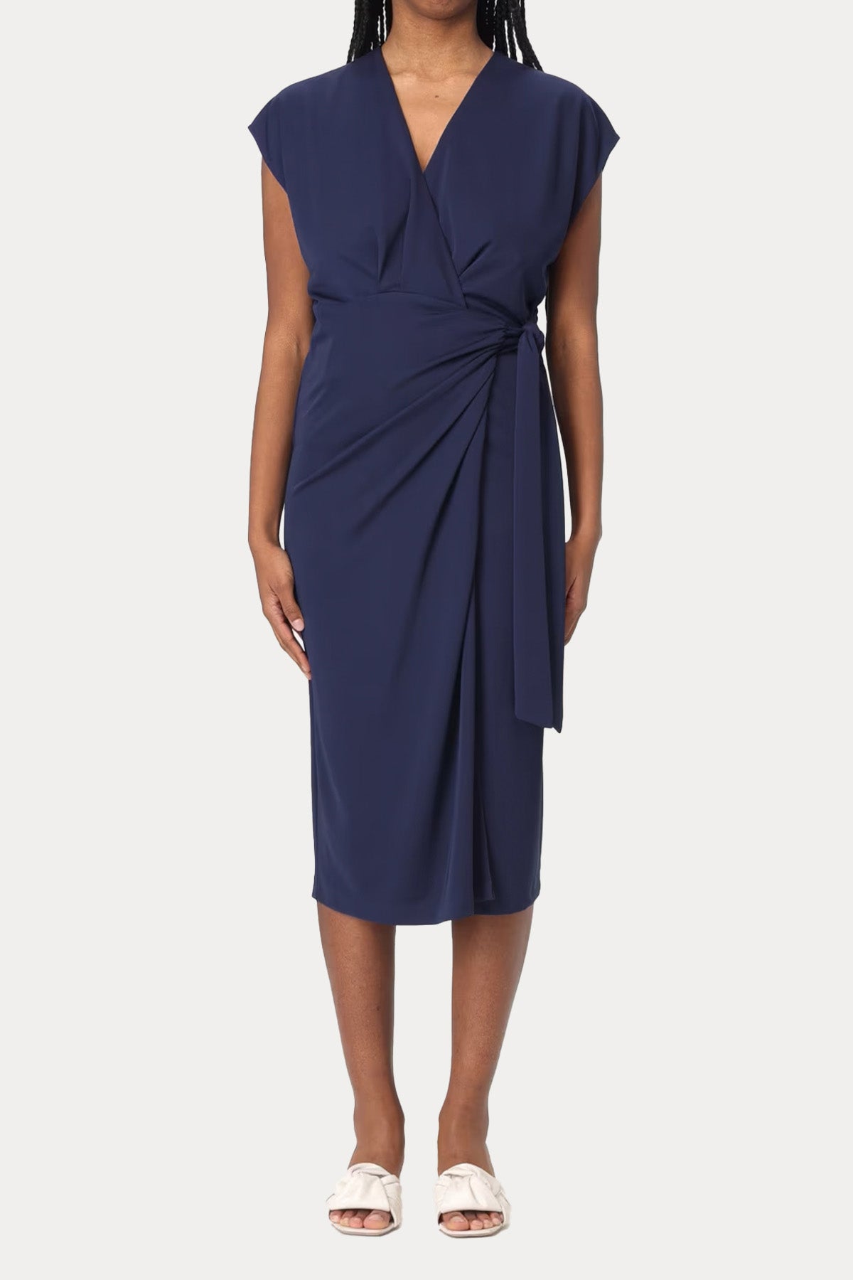 Hanita Kruvaze Bağlamalı Midi Abiye Elbise