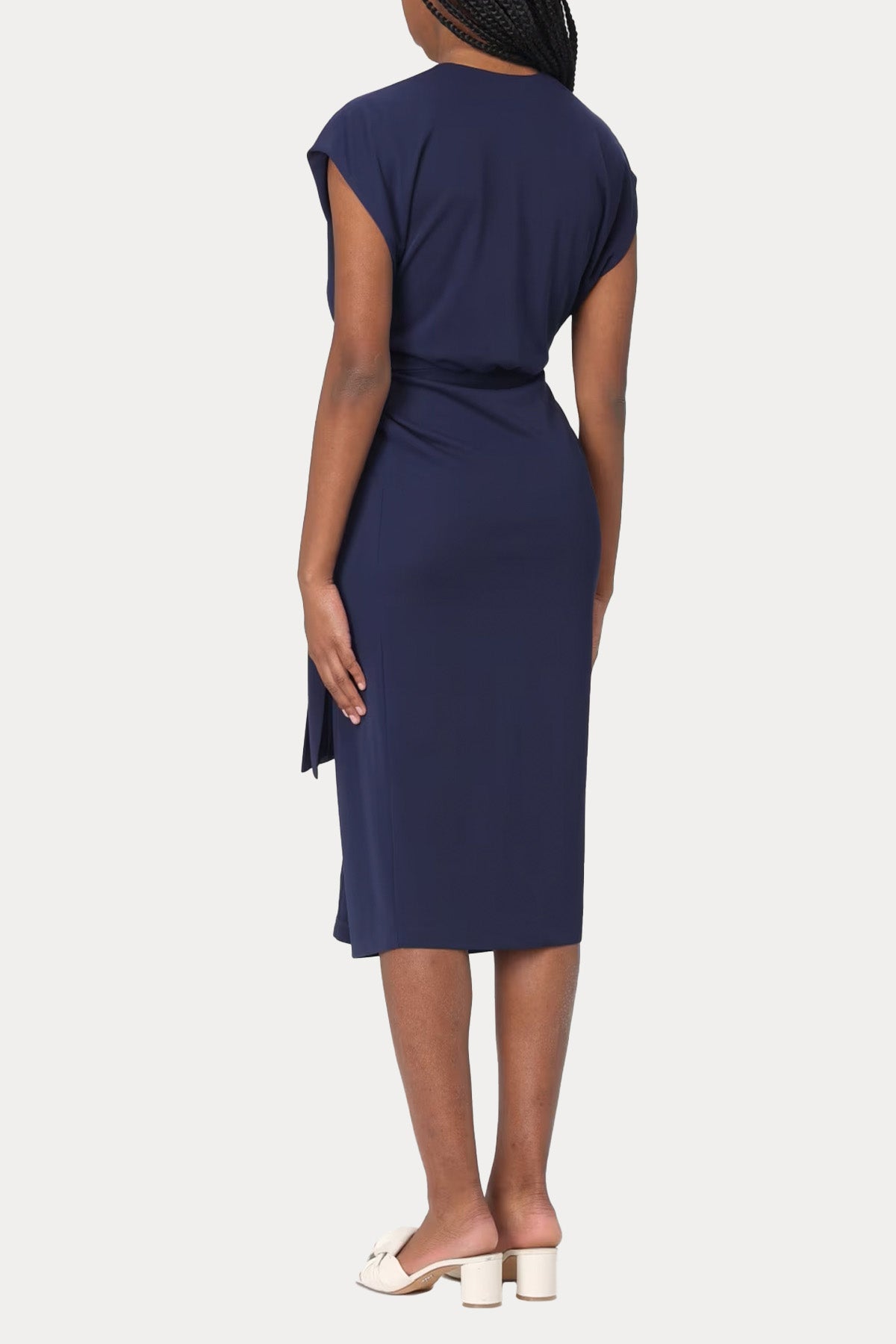 Hanita Kruvaze Bağlamalı Midi Abiye Elbise