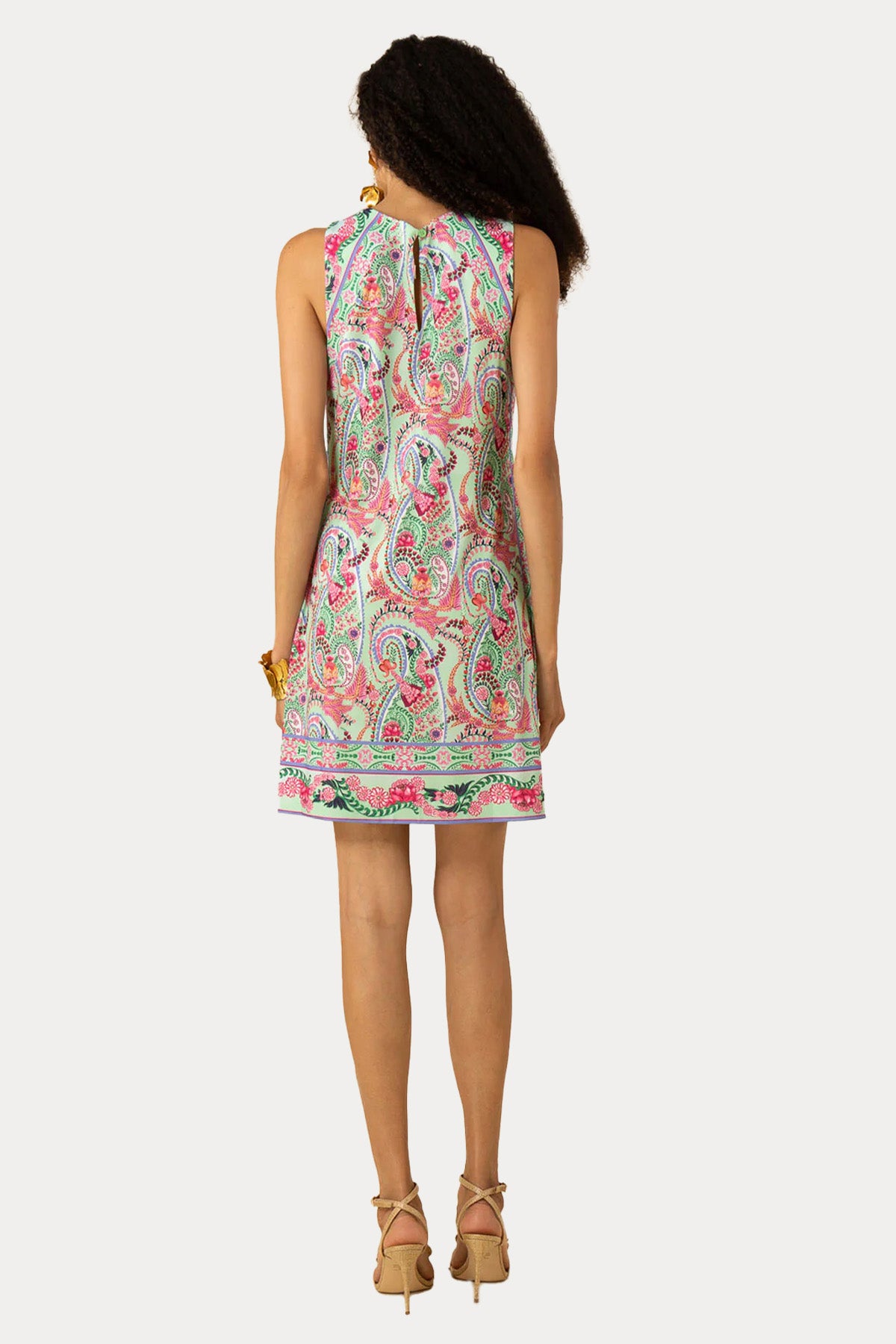 Hale Bob Renkli Desenli Streç Mini Elbise