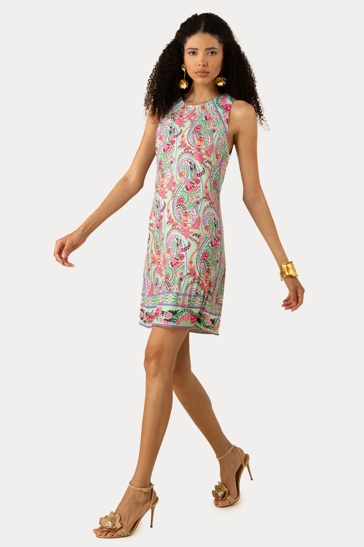 Hale Bob Renkli Desenli Streç Mini Elbise