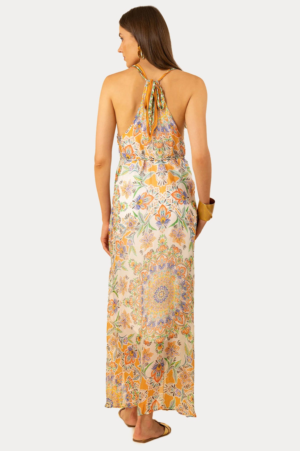 Hale Bob Boyundan Bağlamalı İpek Maxi Elbise