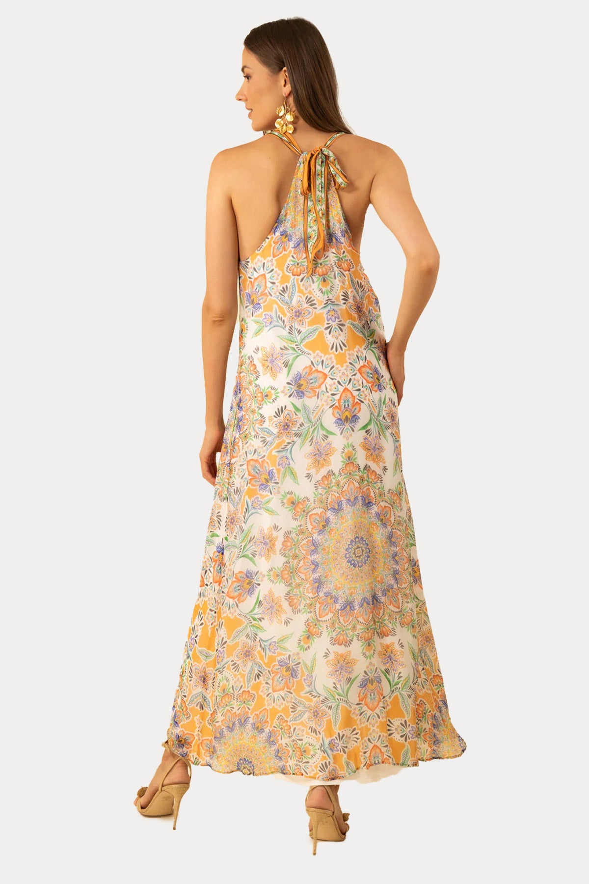 Hale Bob Boyundan Bağlamalı İpek Maxi Elbise