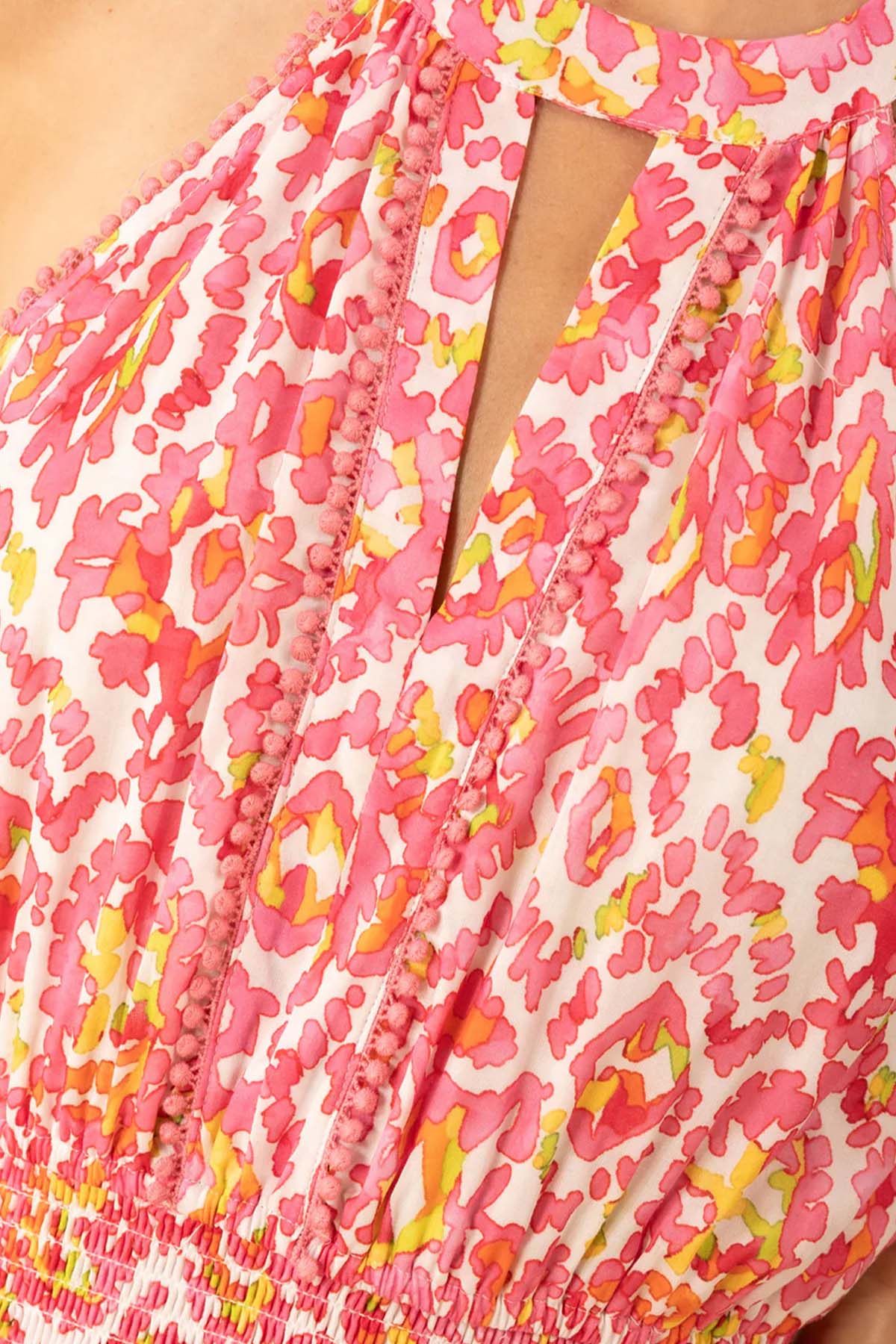 Hale Bob Renkli Desenli Midi Elbise