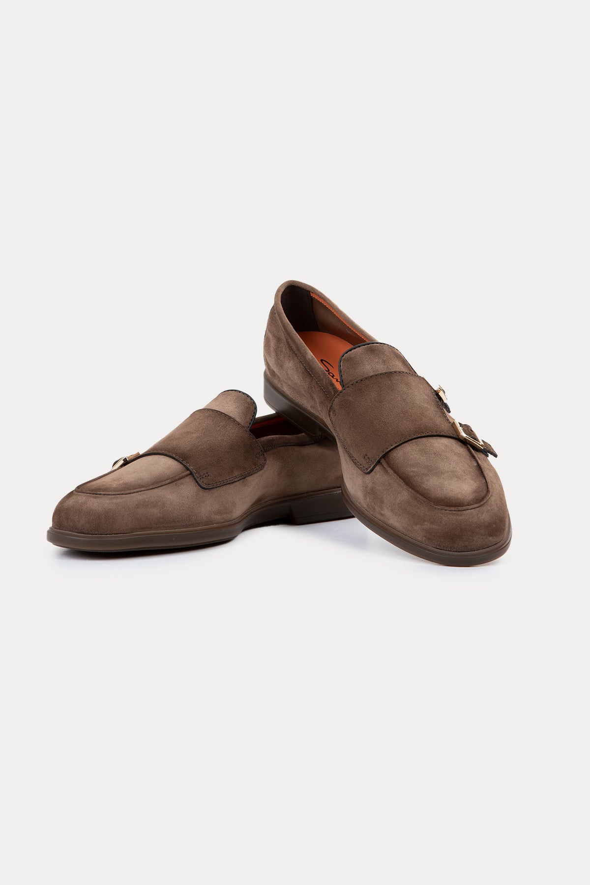 Santoni Çift Tokalı Süet Loafer Ayakkabı