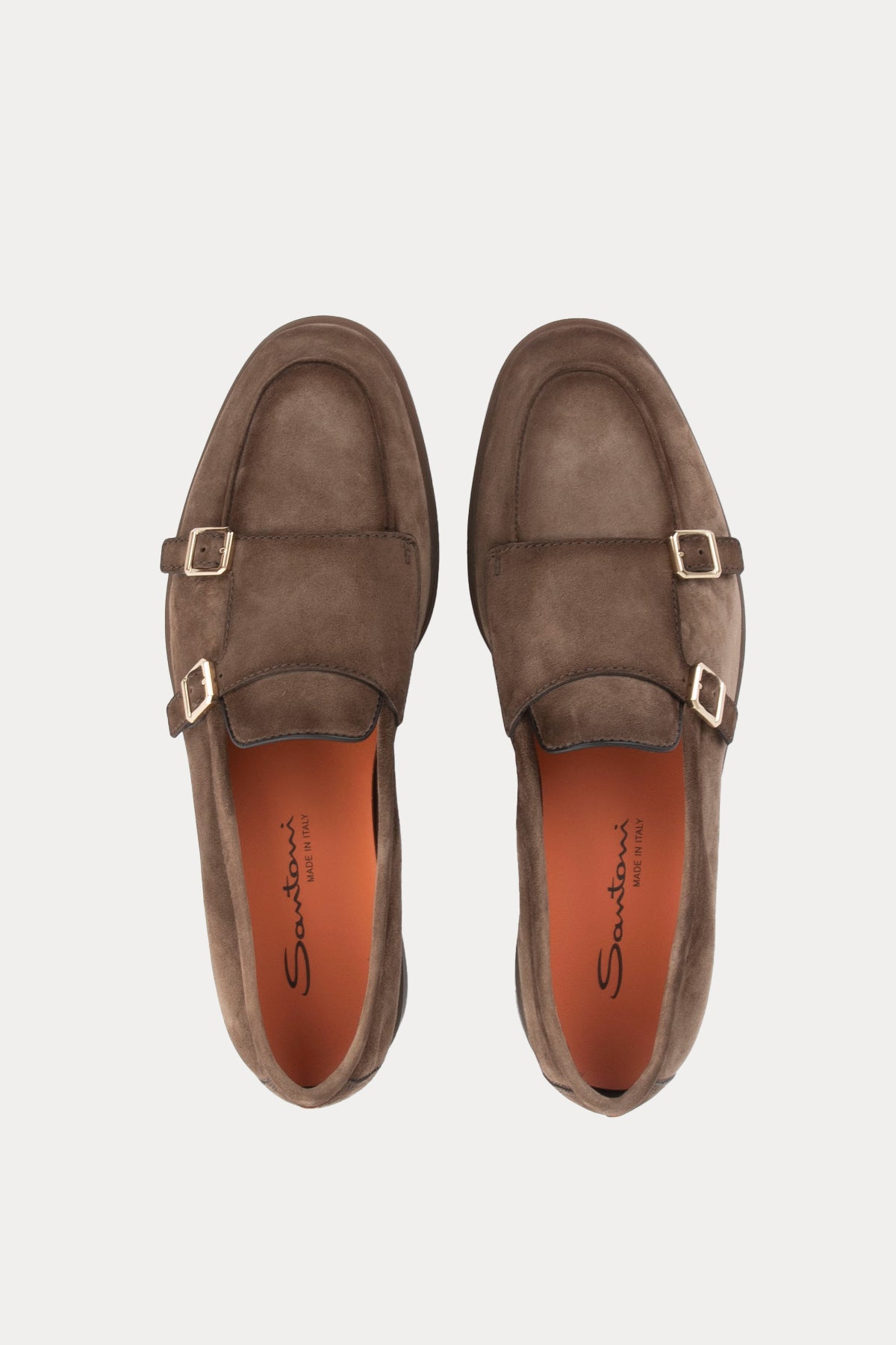 Santoni Çift Tokalı Süet Loafer Ayakkabı