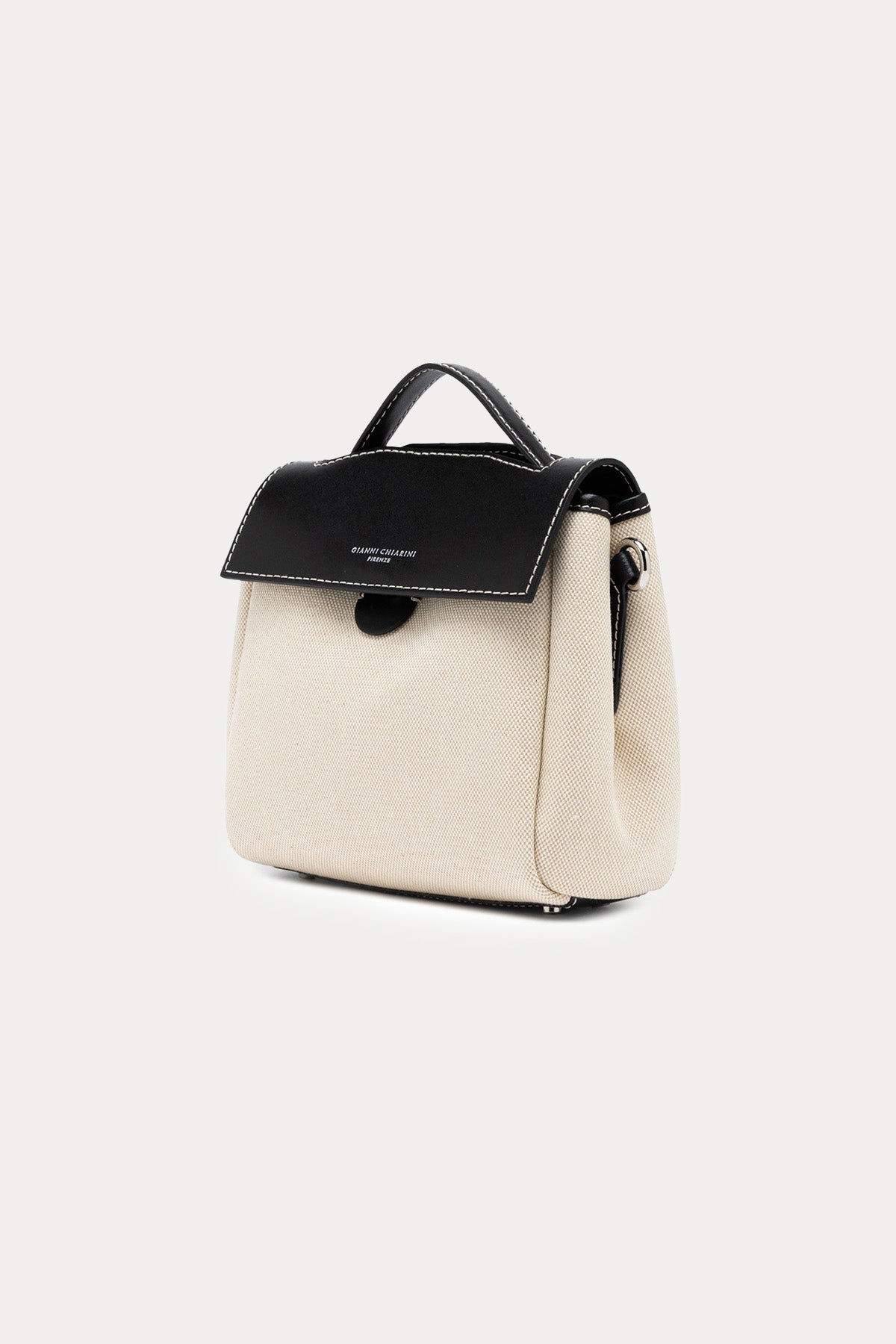 Gianni Chiarini Clio Deri Kombinasyonlu Kanvas Kumaş Omuz Çantası