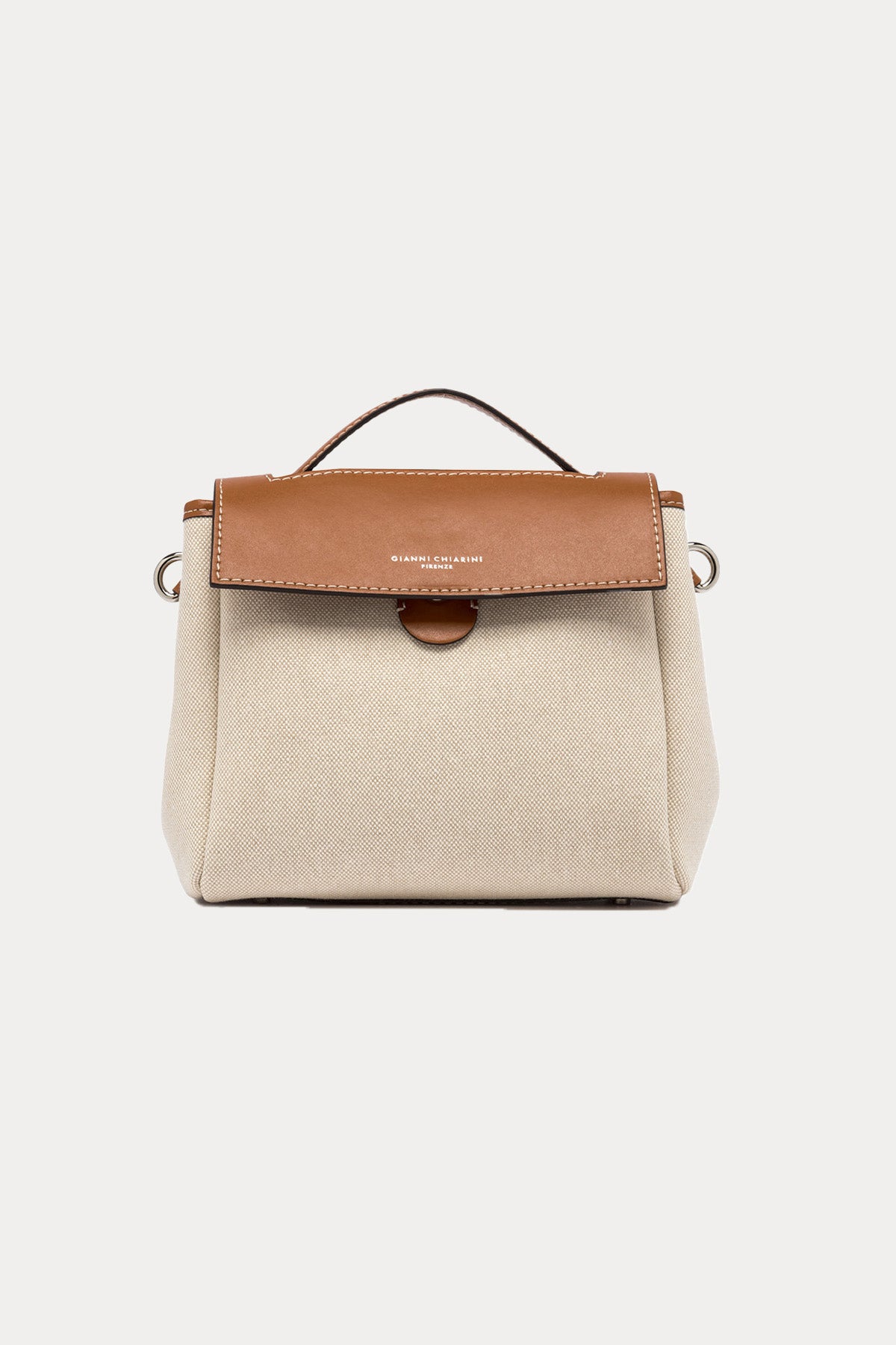 Gianni Chiarini Clio Deri Kombinasyonlu Kanvas Kumaş Omuz Çantası