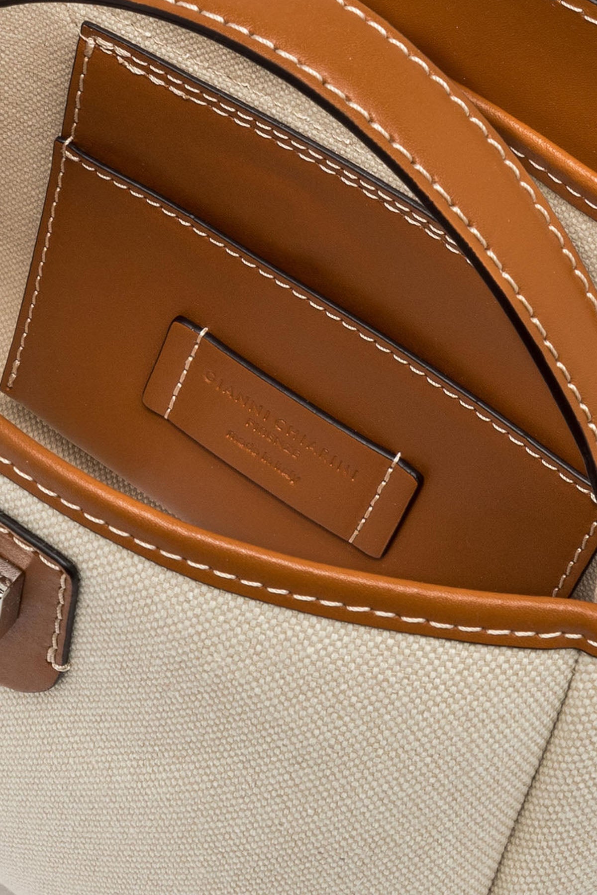 Gianni Chiarini Clio Deri Kombinasyonlu Kanvas Kumaş Omuz Çantası