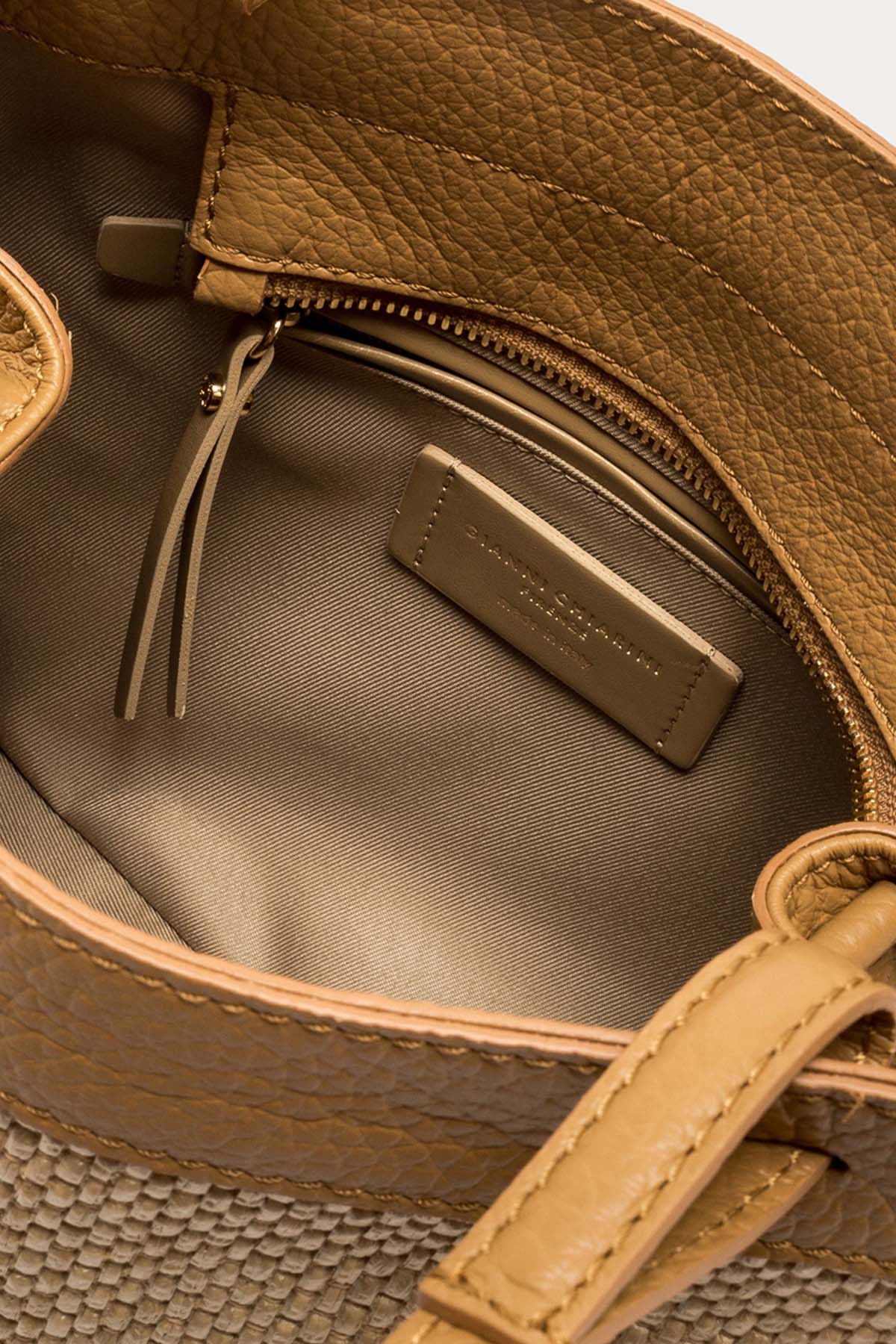 Gianni Chiarini Ottavia Deri Kombinasyonlu Hasır Örgü Omuz Çantası