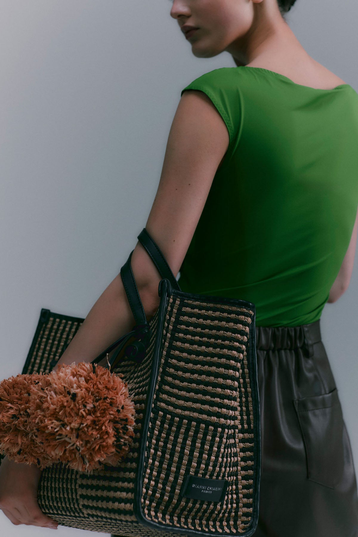 Gianni Chiarini Marcella El Dokuma Hasır Örgü Shopping Bag Çanta