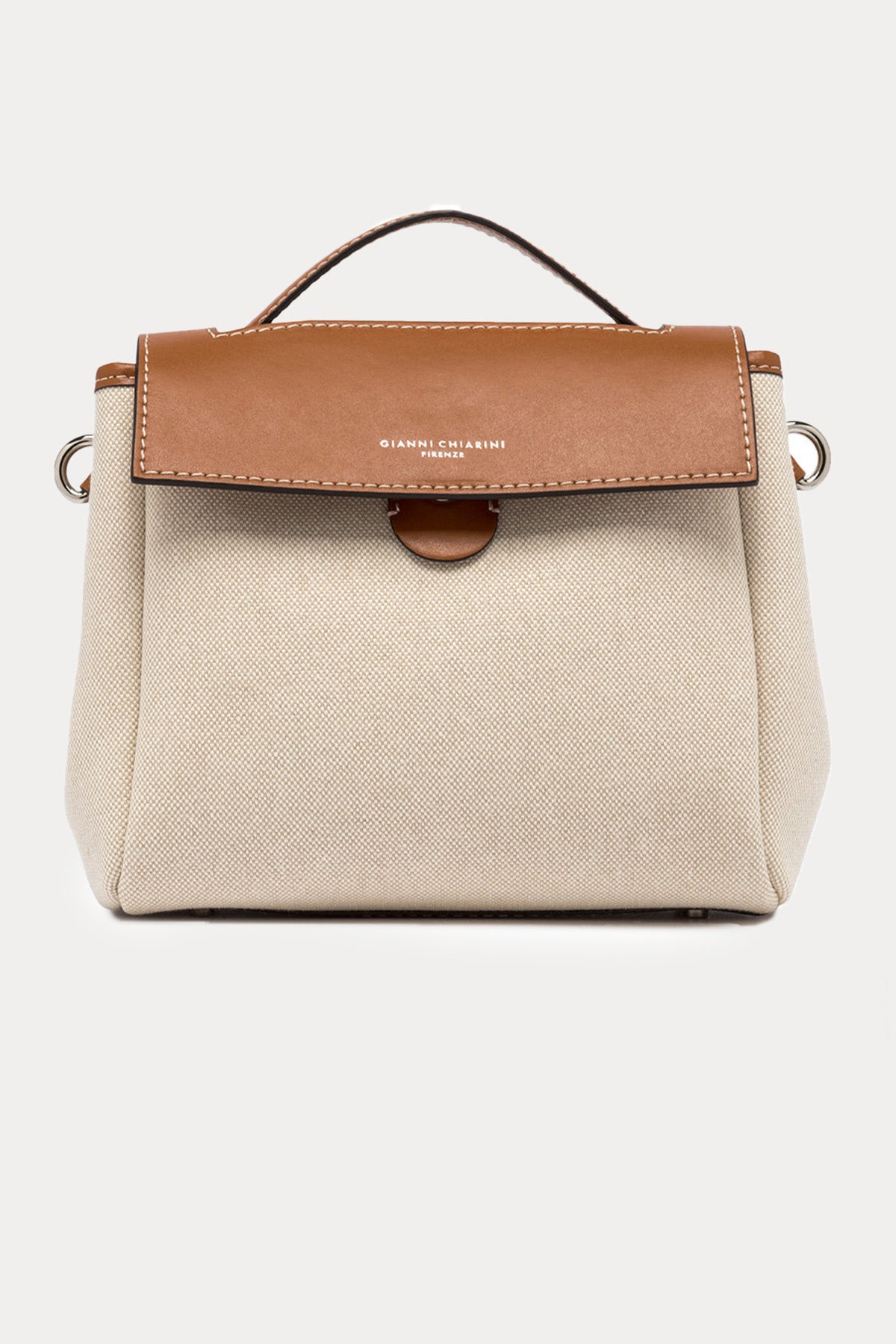 Gianni Chiarini Clio Deri Kombinasyonlu Kanvas Kumaş Omuz Çantası