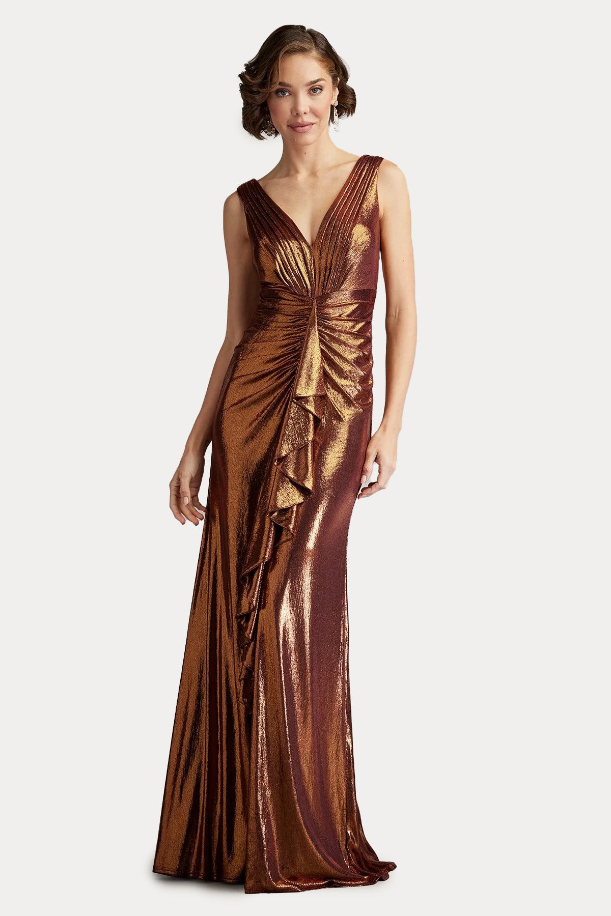 Tadashi Shoji Derin V Yaka Maxi Abiye Elbise