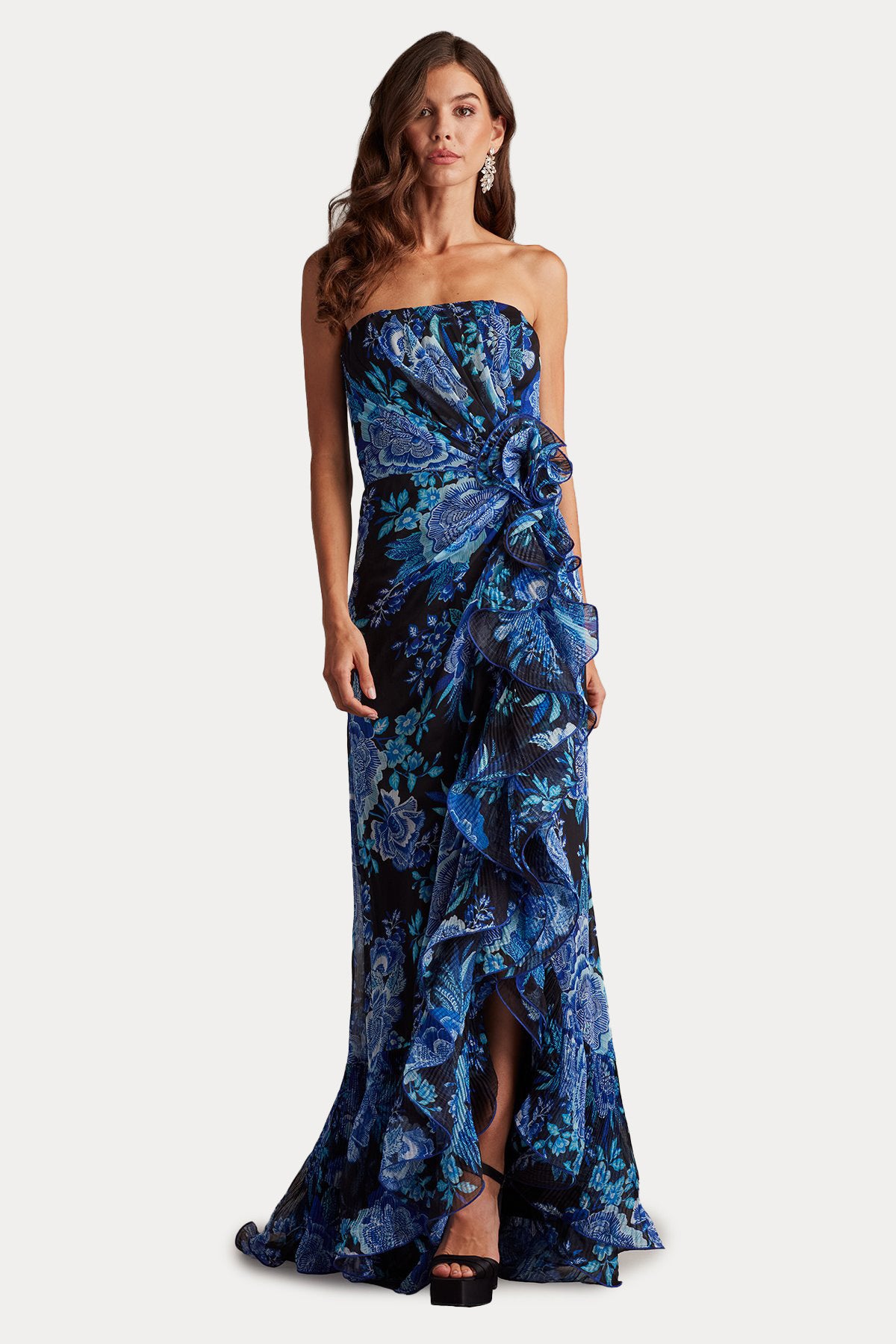 Tadashi Shoji Straplez Yaka Maxi Abiye Elbise-Abiye-Libas