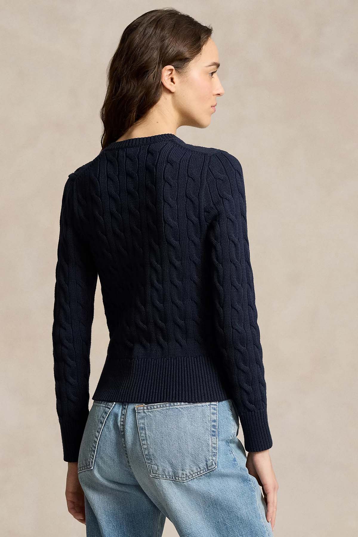 Polo Ralph Lauren Yuvarlak Yaka Saç Örgü Triko Ceket