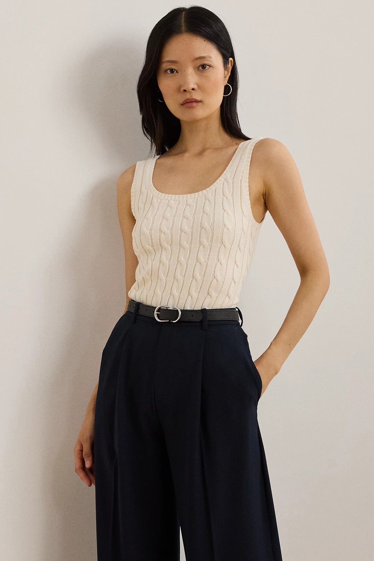 Polo Ralph Lauren Yuvarlak Yaka Saç Örgü Kolsuz Triko