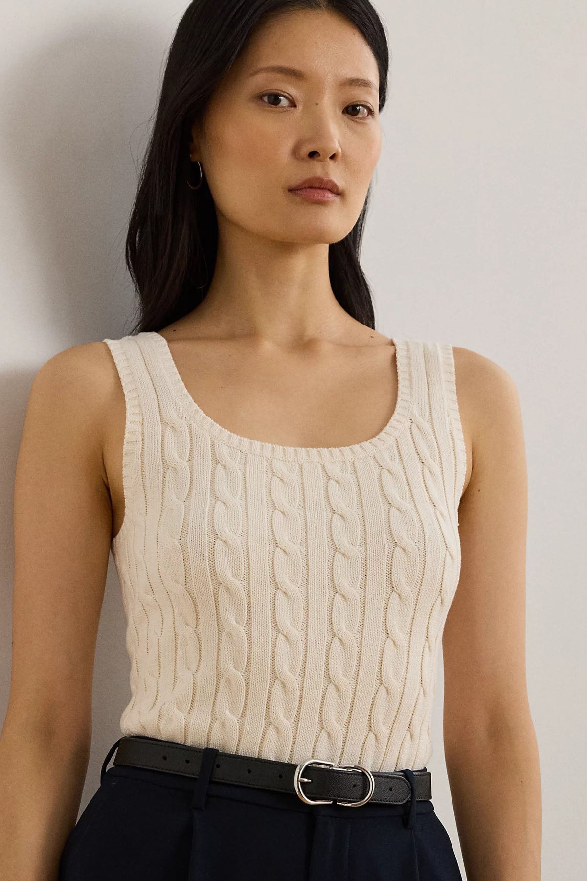 Polo Ralph Lauren Yuvarlak Yaka Saç Örgü Kolsuz Triko