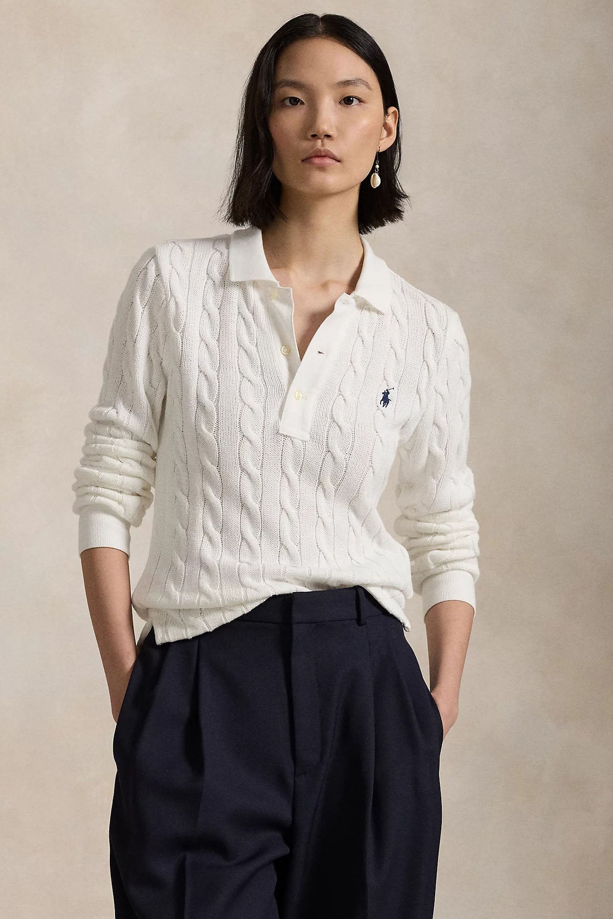 Polo Ralph Lauren Relaxed Fit Polo Yaka Saç Örgü Triko