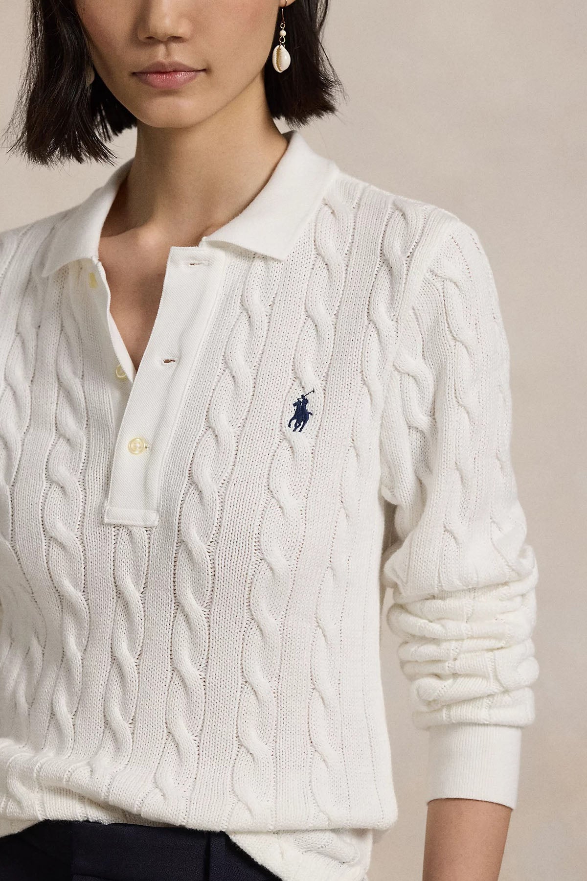 Polo Ralph Lauren Relaxed Fit Polo Yaka Saç Örgü Triko