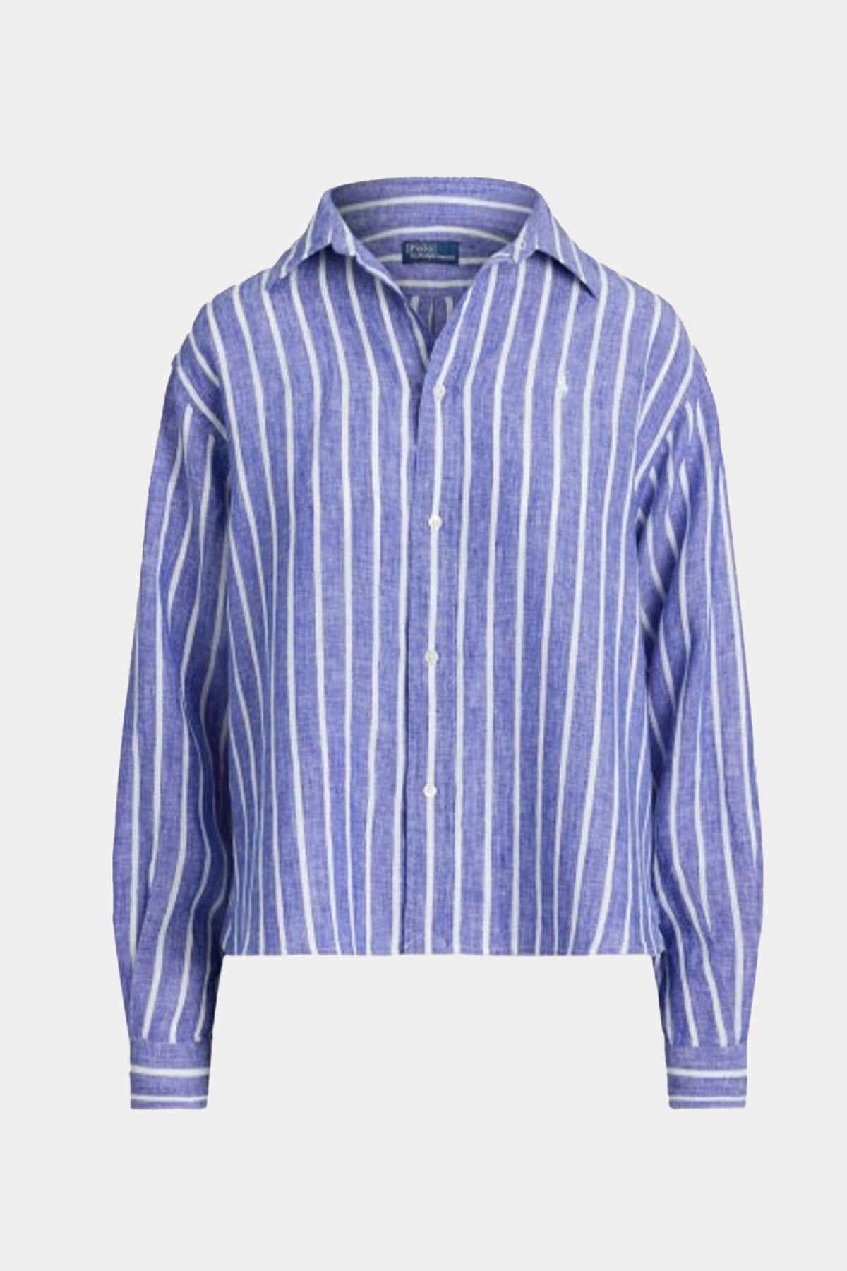 Polo Ralph Lauren Crop Boxy Fit Çizgili Keten Gömlek