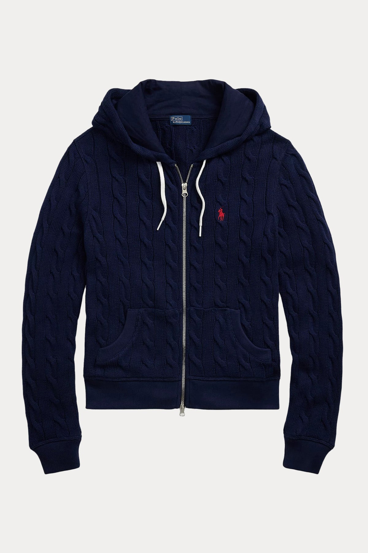 Polo Ralph Lauren Kapüşonlu Saç Örgü Triko Ceket