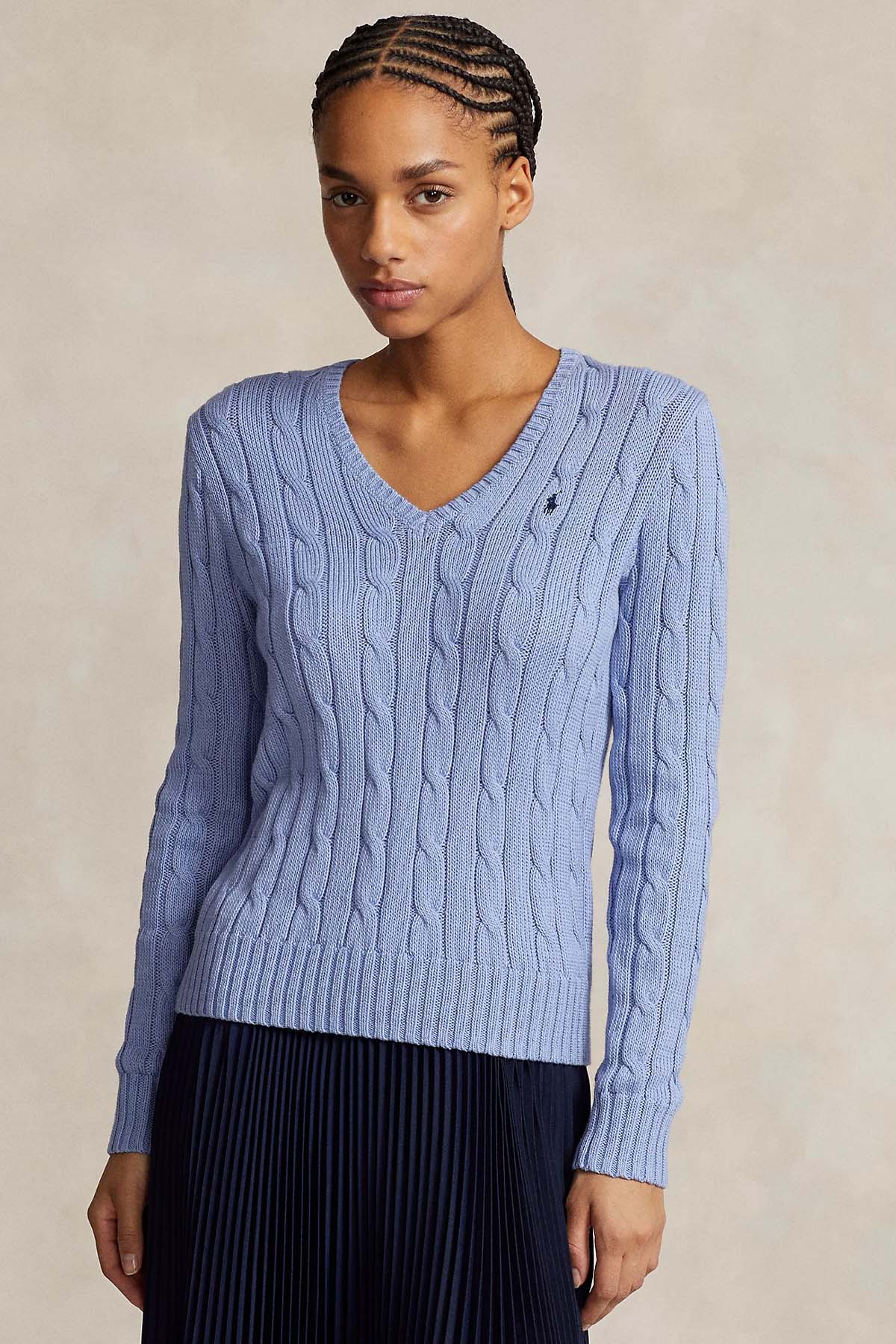 Polo Ralph Lauren Pima Cotton Slim Fit V Yaka Saç Örgü Triko