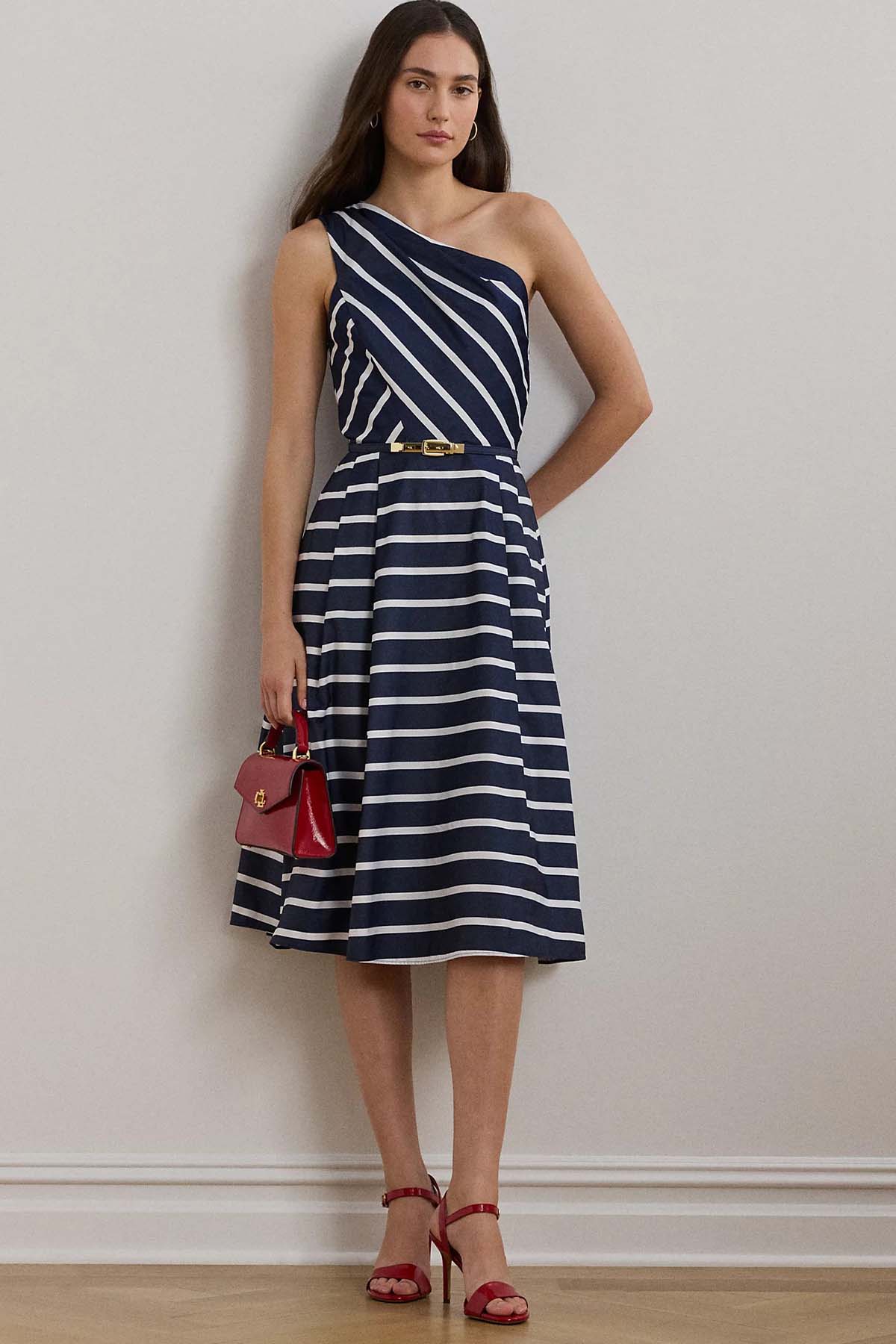 Polo Ralph Lauren Tek Omuz Kemerli Midi Elbise