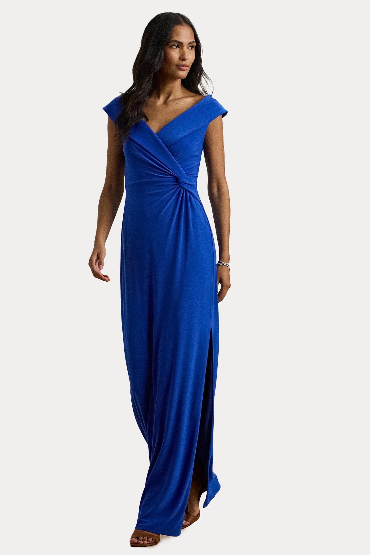 Polo Ralph Lauren V Yaka Kruvaze Maxi Abiye Elbise